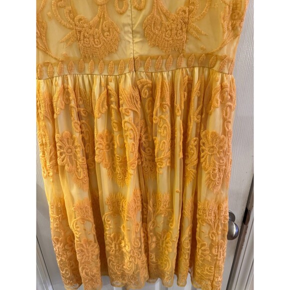 Sundance Deep Yellow Romantic Dress 10 Lace Embroidery Occasion Sleeveless Boho - Picture 14 of 14